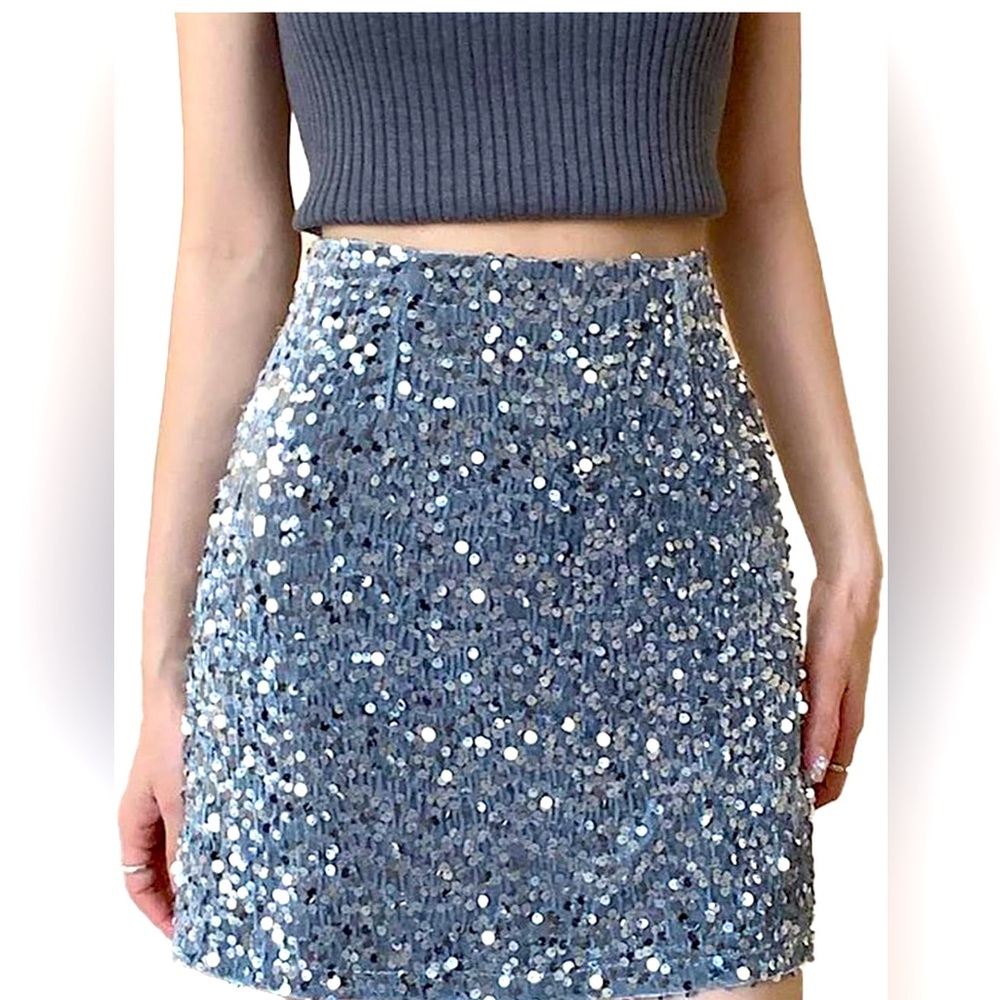 Sequin Silver Skirt